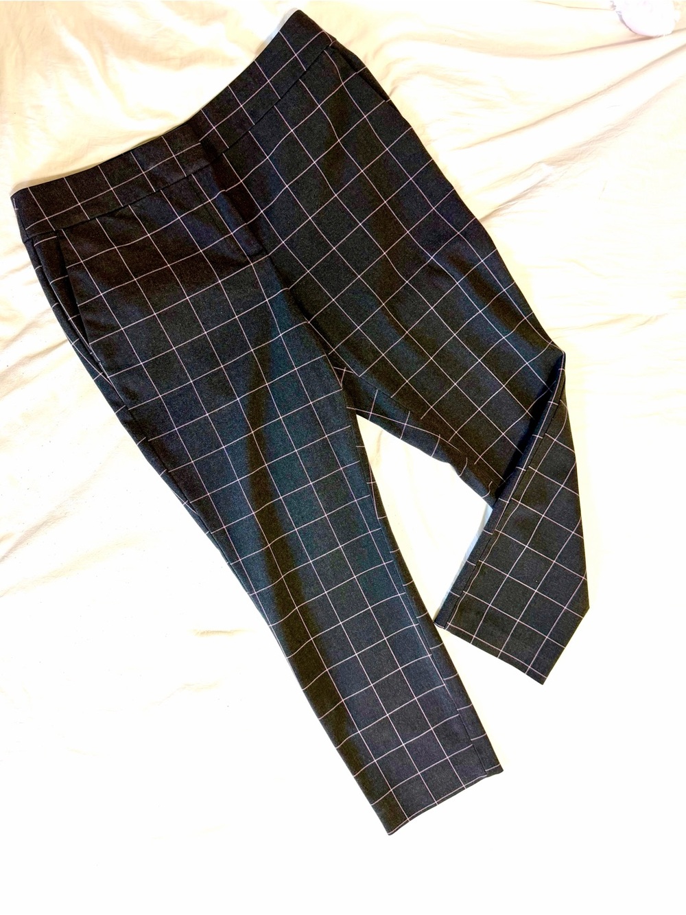 Women’s Dark Grey Windowpane Dress Pants - Classic Tailored Fit
